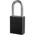 Master Lock American Lock Aluminum Safety Padlock, 1-1/2inW x 1-1/2inH Shackle, Black S1106BLK